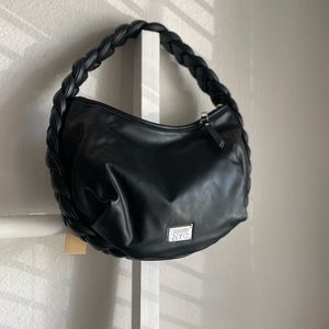 Black Braided Faux Leather Purse
